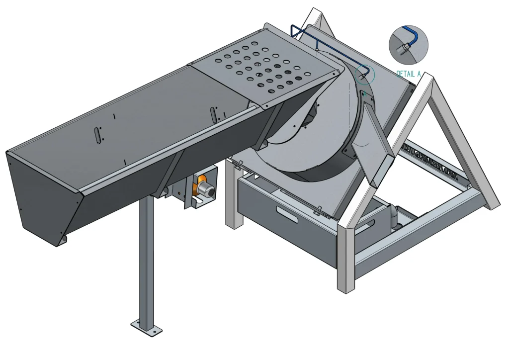 rzut od góry na maszynę do mycia piłek golofwych